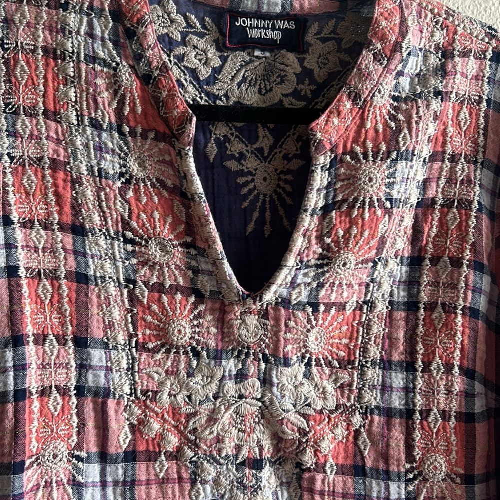 Johnny Was Red and Blue Embroidered Blouse - Picture 9 of 11